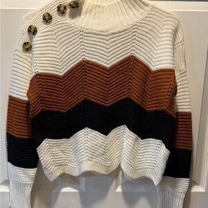 Full Circle Trends multi-color sweater size small cream, brown, black